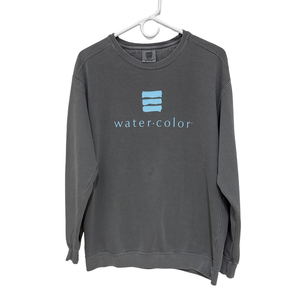 Comfort Colors Water Color Beach Logo Crewneck Sweatshirt Women’s Medium Gray